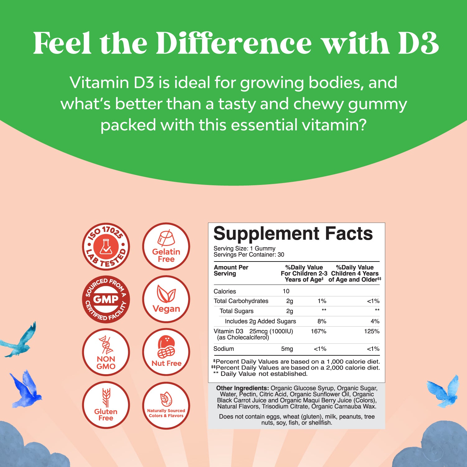 Kids Vitamin D3 Organic Gummies