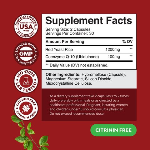 Red Yeast Rice + CoQ10 1200mg per serving