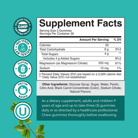 Magnesium Gummies 255mg Per Serving