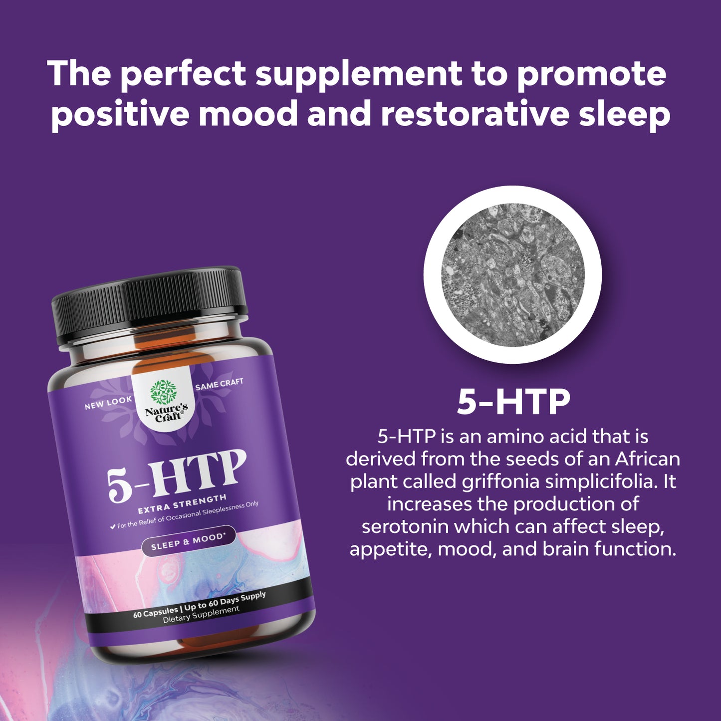 5-HTP Sleep Supplement - 60 Capsules - Nature's Craft