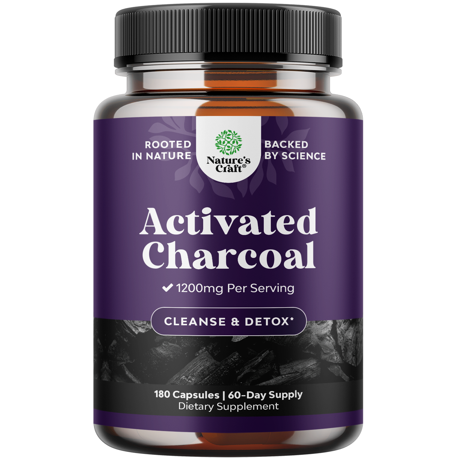 Activated Charcoal 1200mg per serving - 180 Capsules