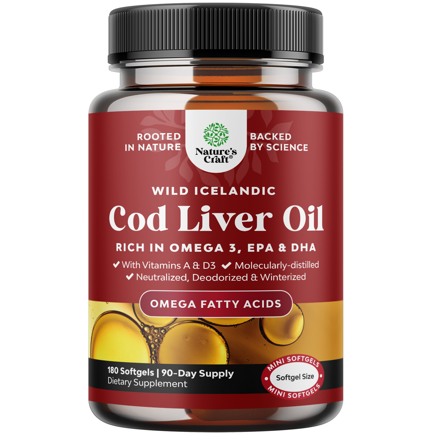 Cod Liver Oil 1000mg per serving - 180 Softgels