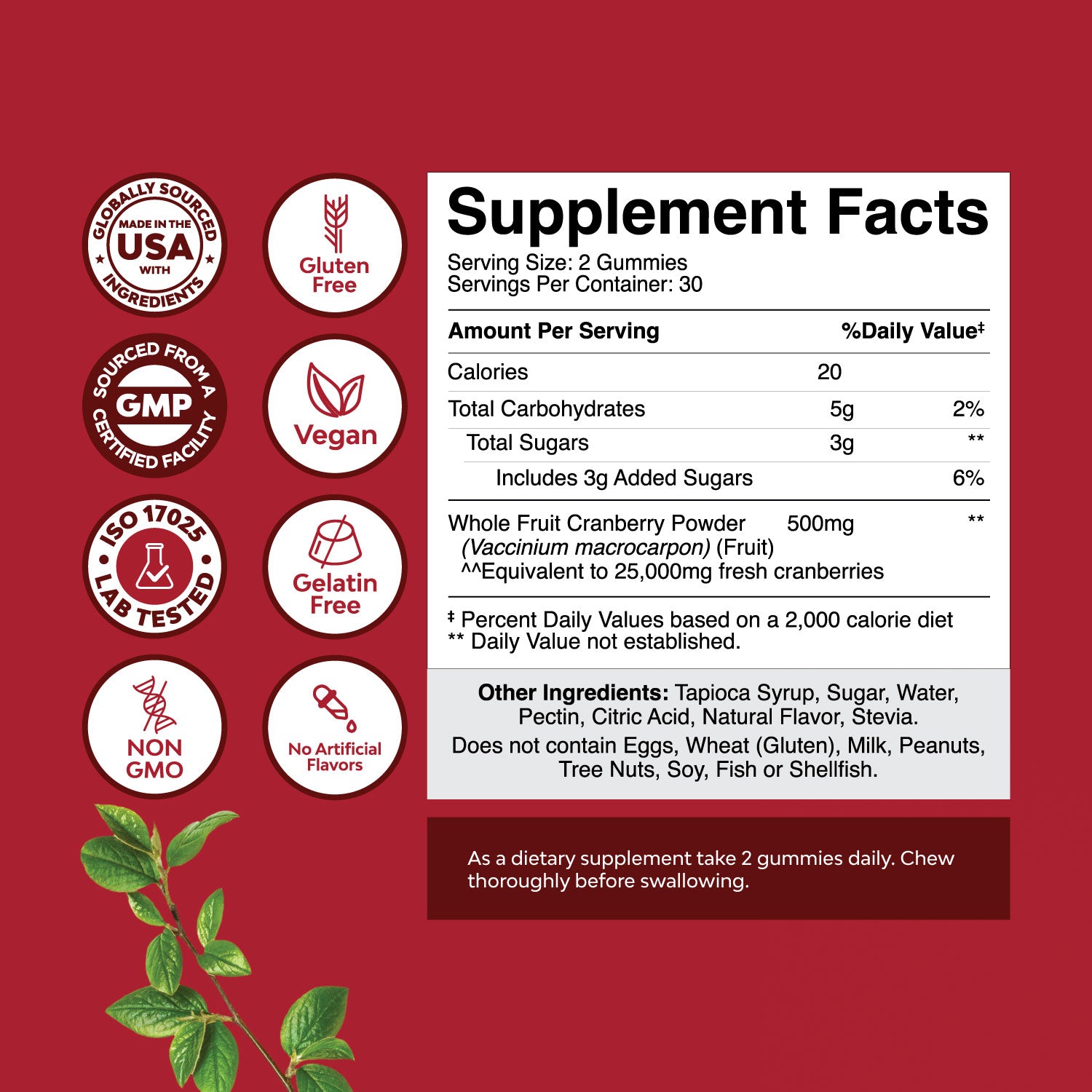 Cranberry Gummies 1000mg per serving
