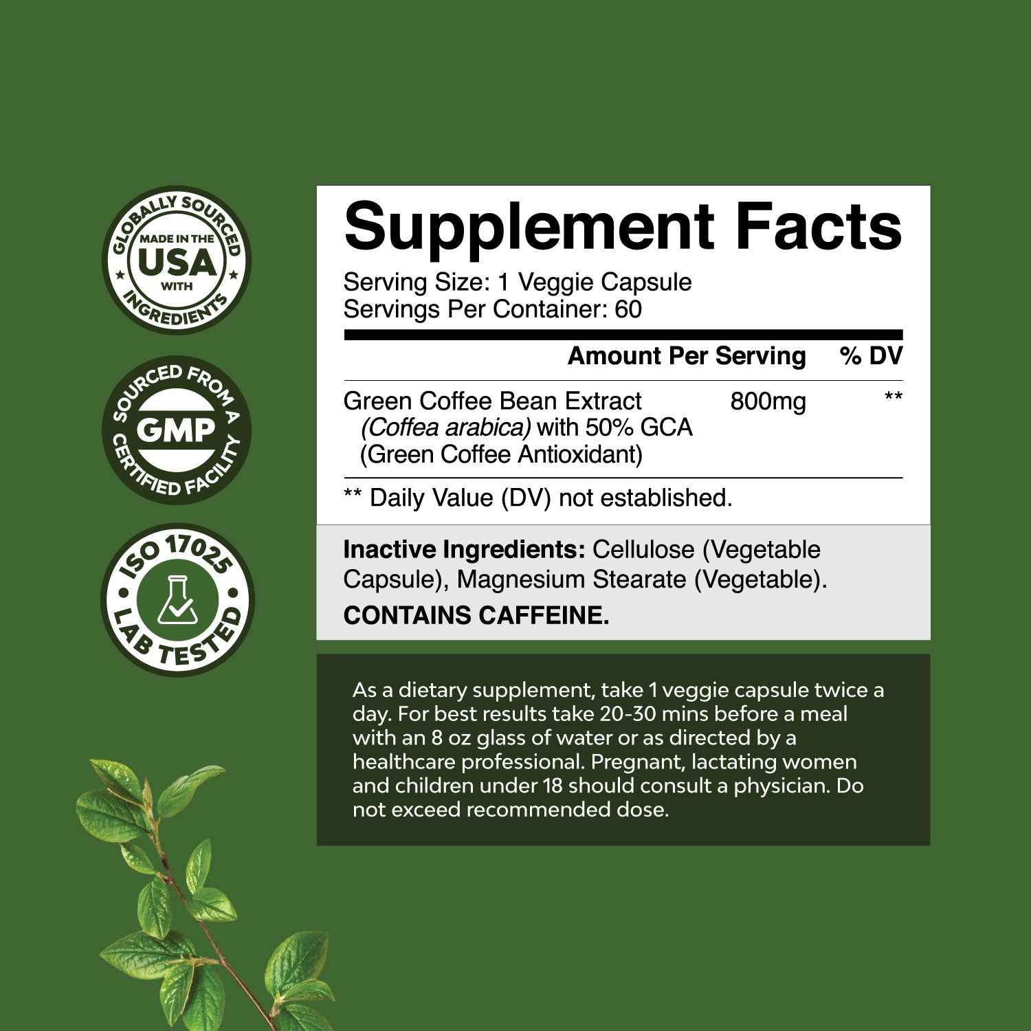 Green Coffee Bean Extract - 60 Capsules
