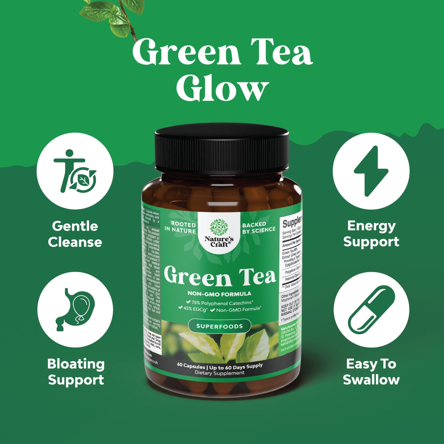 Green Tea Extract - 60 Capsules - Nature's Craft