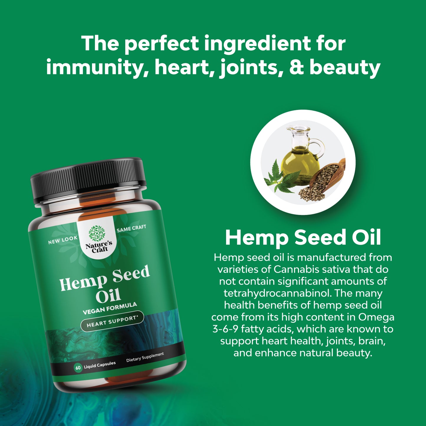 Hemp Seed Oil - 60 Liquid Capsules - 2 pack - Nature's Craft