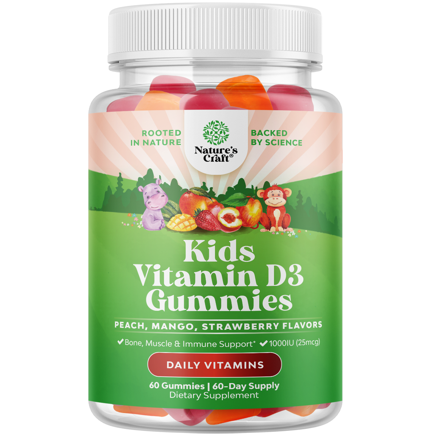 Kids Vitamin D3 Gummies 1000 IU per serving - 60 Gummies