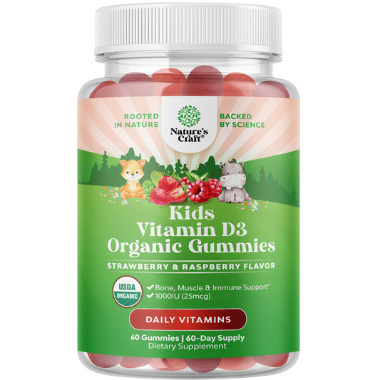 Kids Vitamin D3 Organic Gummies 1000IU per serving - 60 Gummies