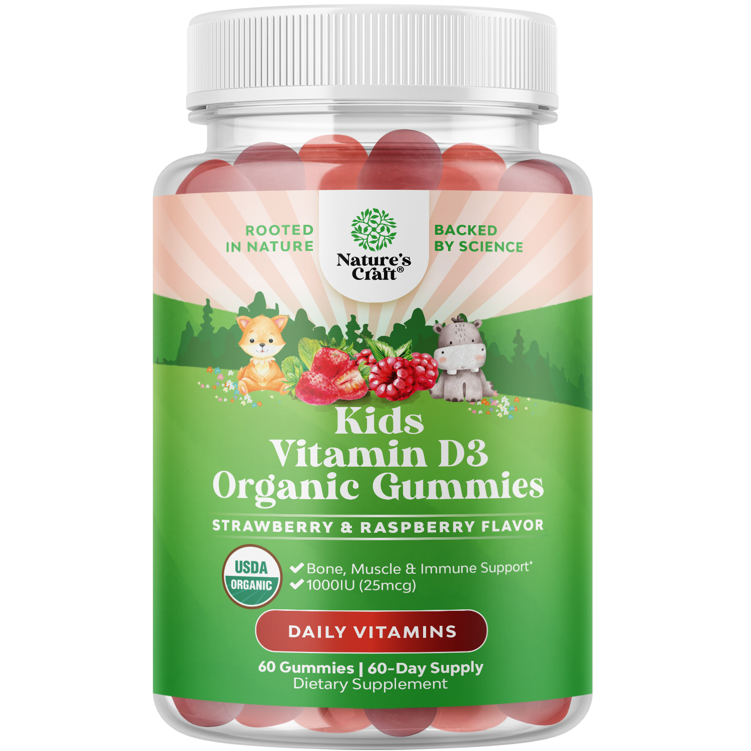 Kids Vitamin D3 Organic Gummies 1000IU per serving