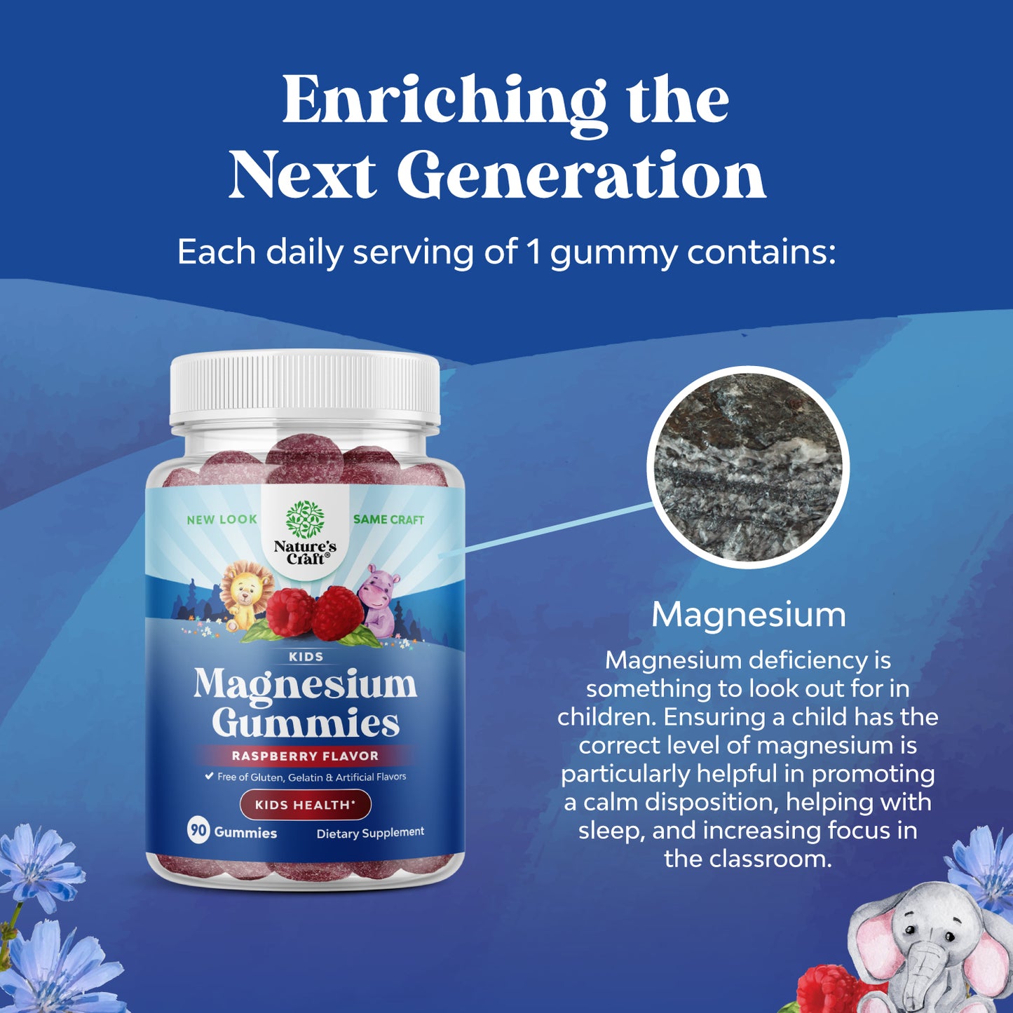 Magnesium for Kids - 90 Gummies - Nature's Craft