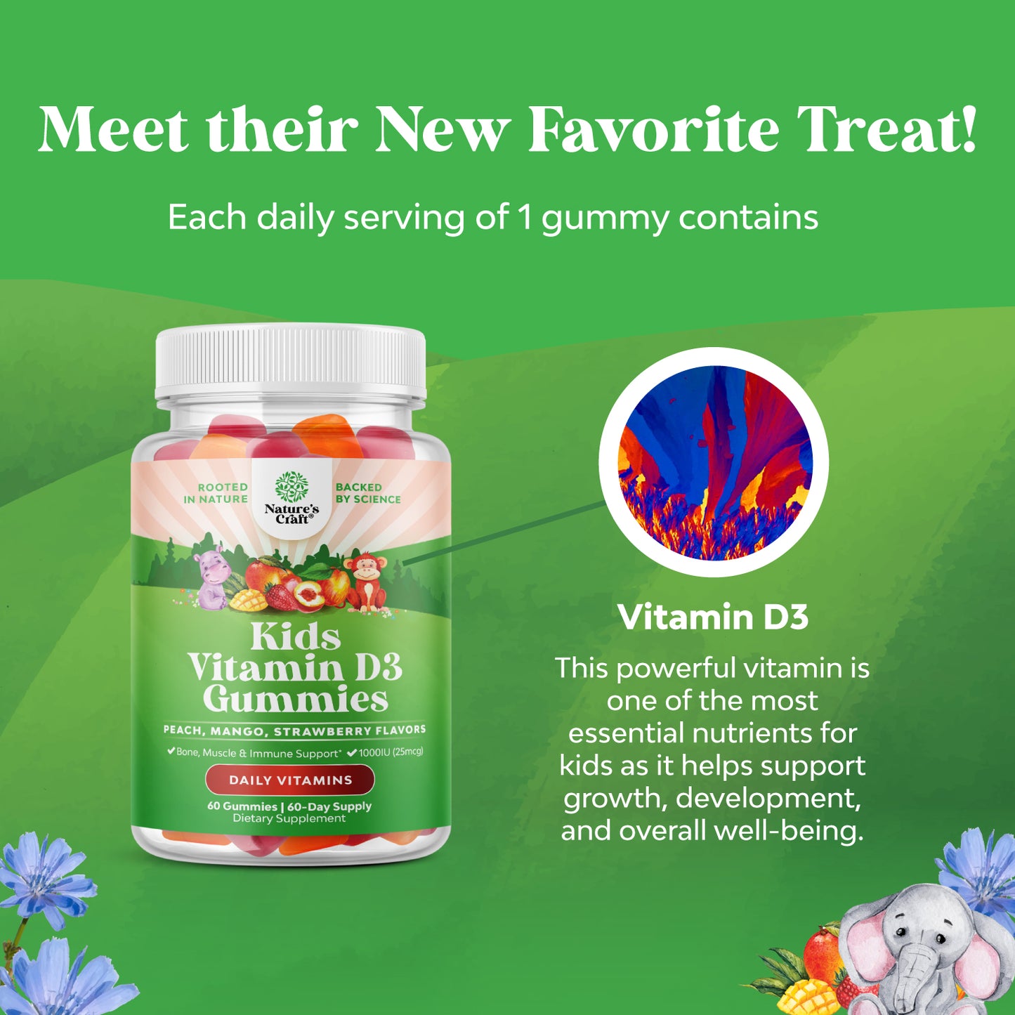 Kids Vitamin D3 - 60 Gummies - Nature's Craft