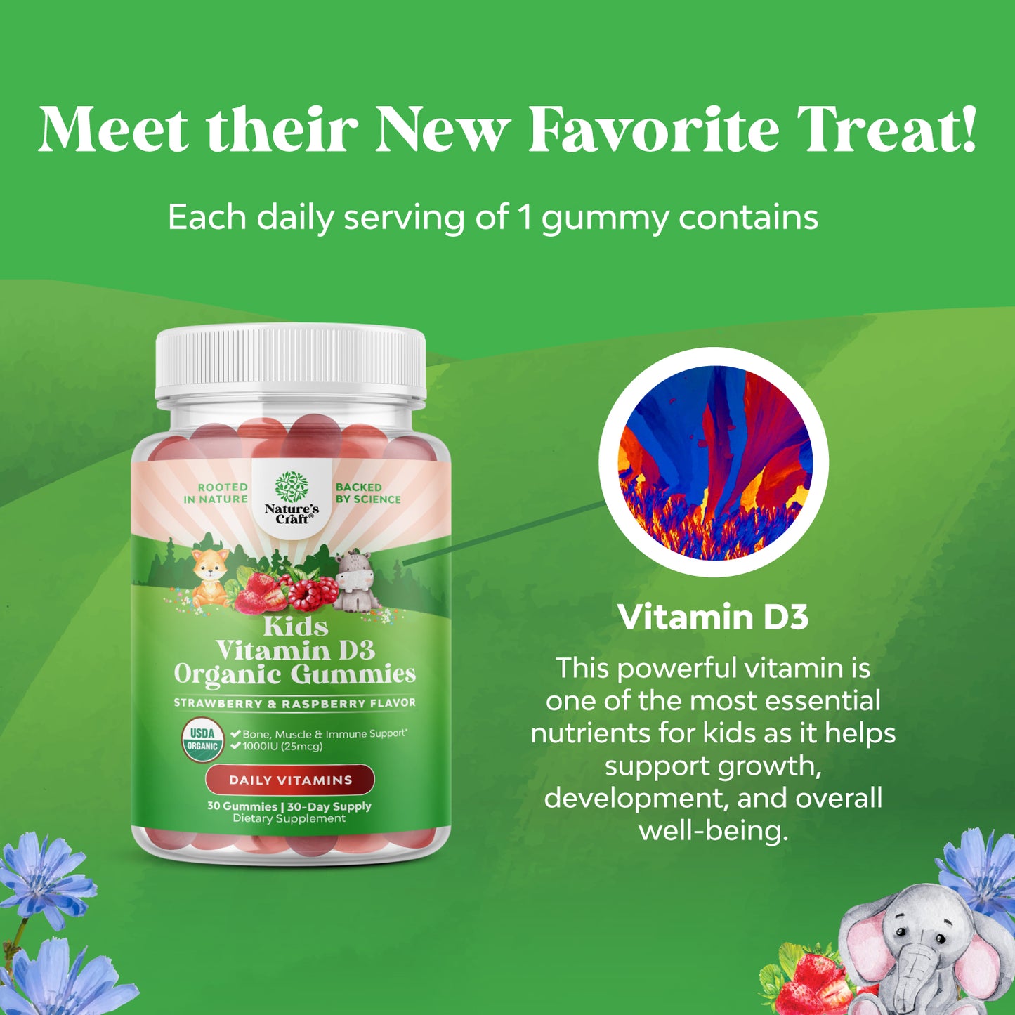 Kids Vitamin D3 Organic Gummies - 30 Gummies