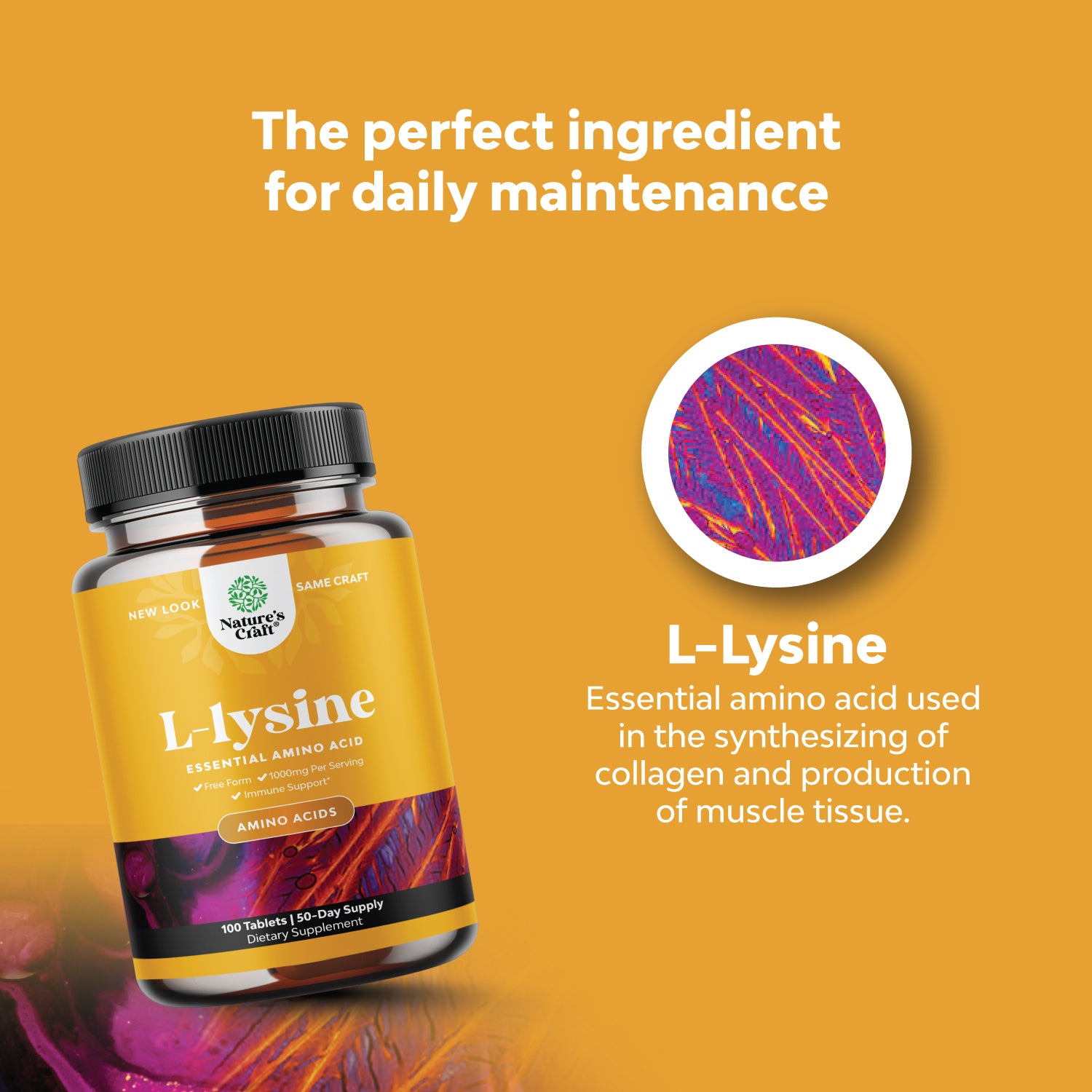 L-Lysine - 100 Tablets - Nature's Craft