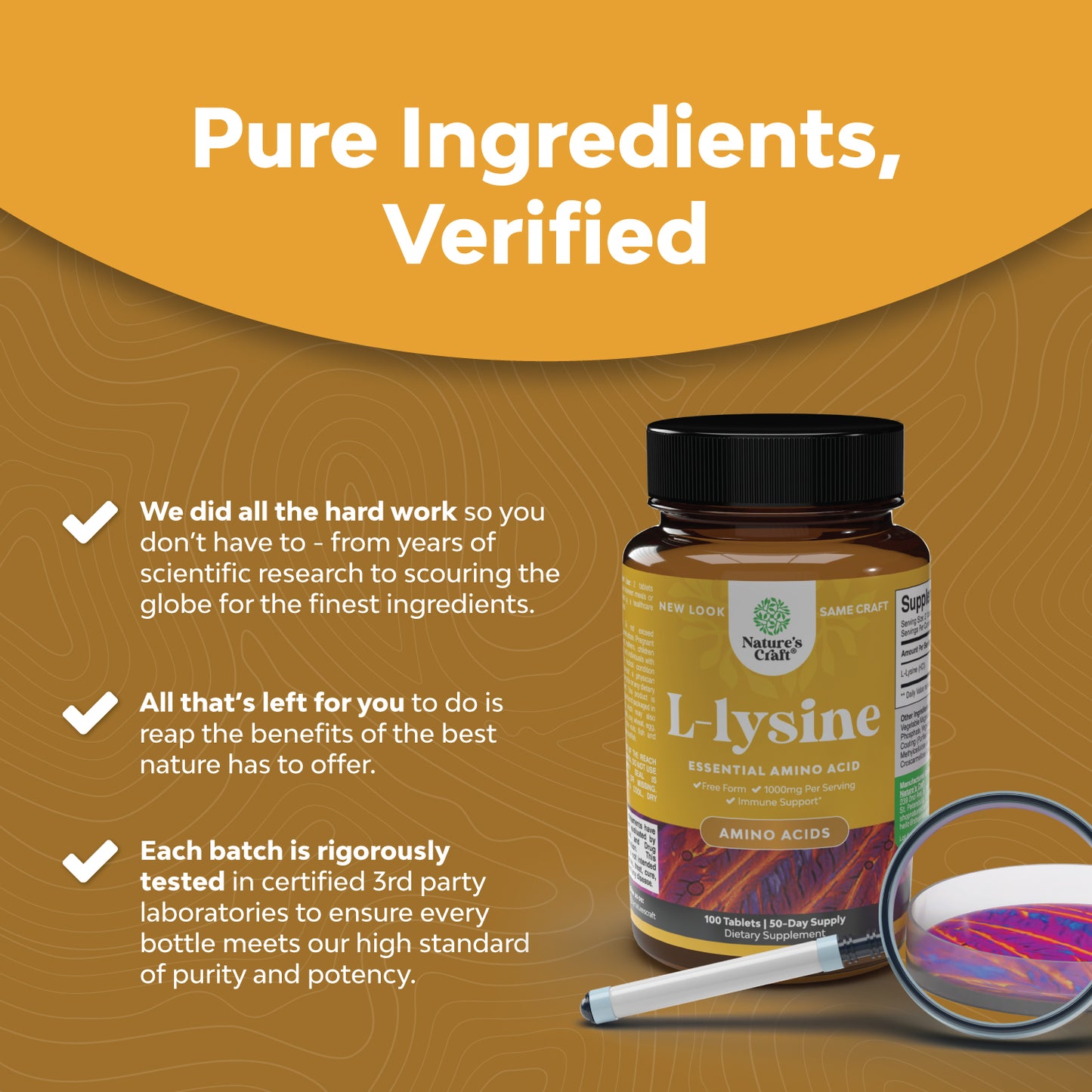 L-Lysine - 100 Tablets - Nature's Craft