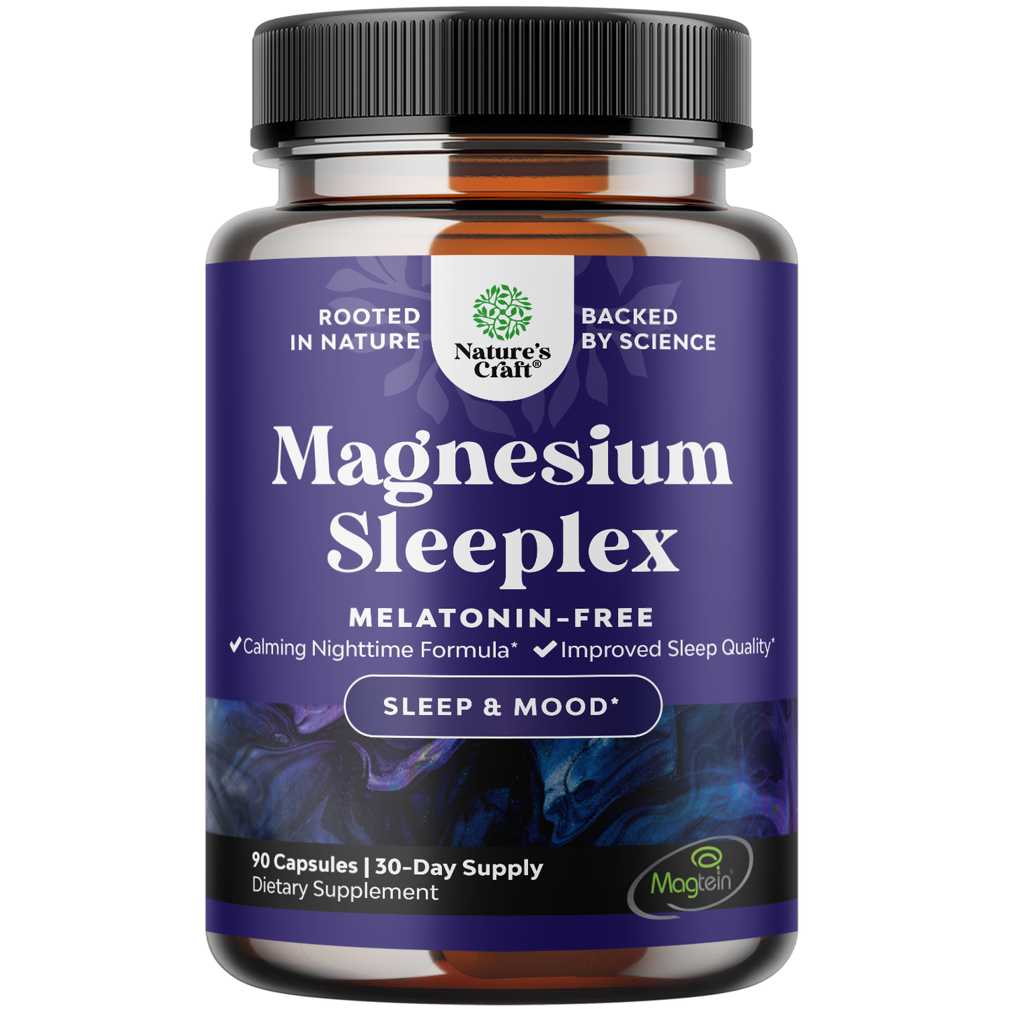 High Absorption Magnesium Sleep Supplement - Magnesium Threonate Supplement with Apigenin 50mg L-Theanine 250mg per Serving Plus Lemon Balm Extract - Melatonin-Free Calm Magnesium for Sleep (1 Month)