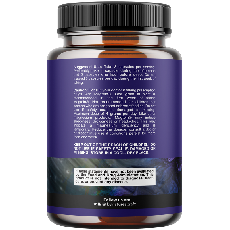 Magnesium For Sleep supplement bottle with 1000mg Magtein magnesium l-threonate