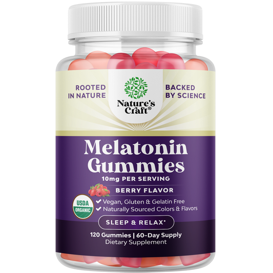 Organic Melatonin 10mg per serving - 120 Gummies
