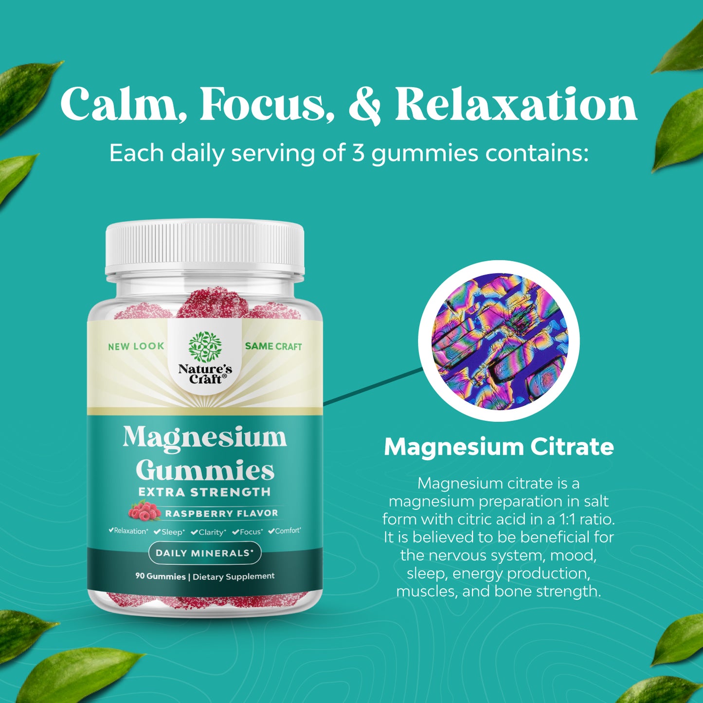 Extra Strength Magnesium for Adults - 90 Gummies - Nature's Craft