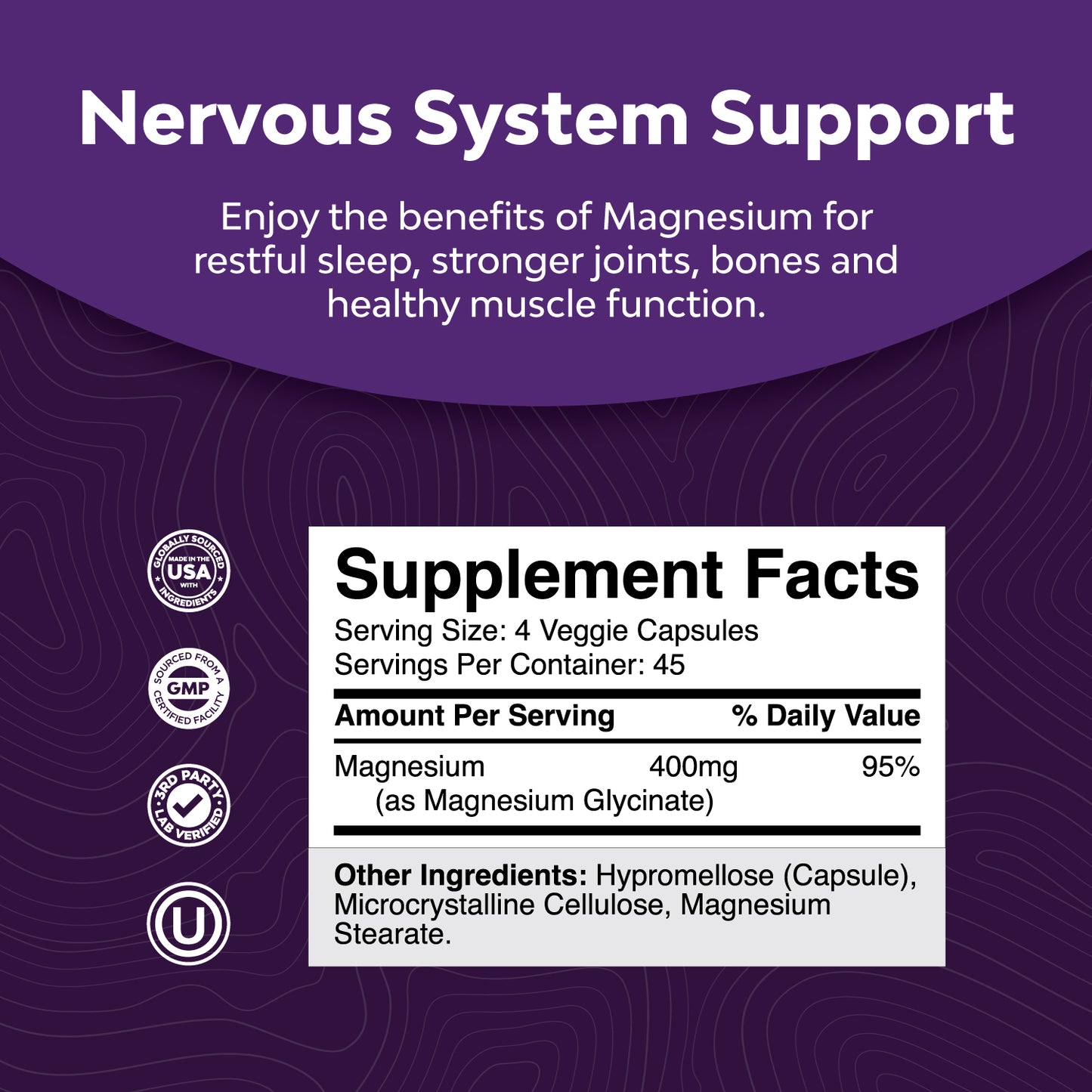 Magnesium Glycinate - 180 Capsules - Nature's Craft