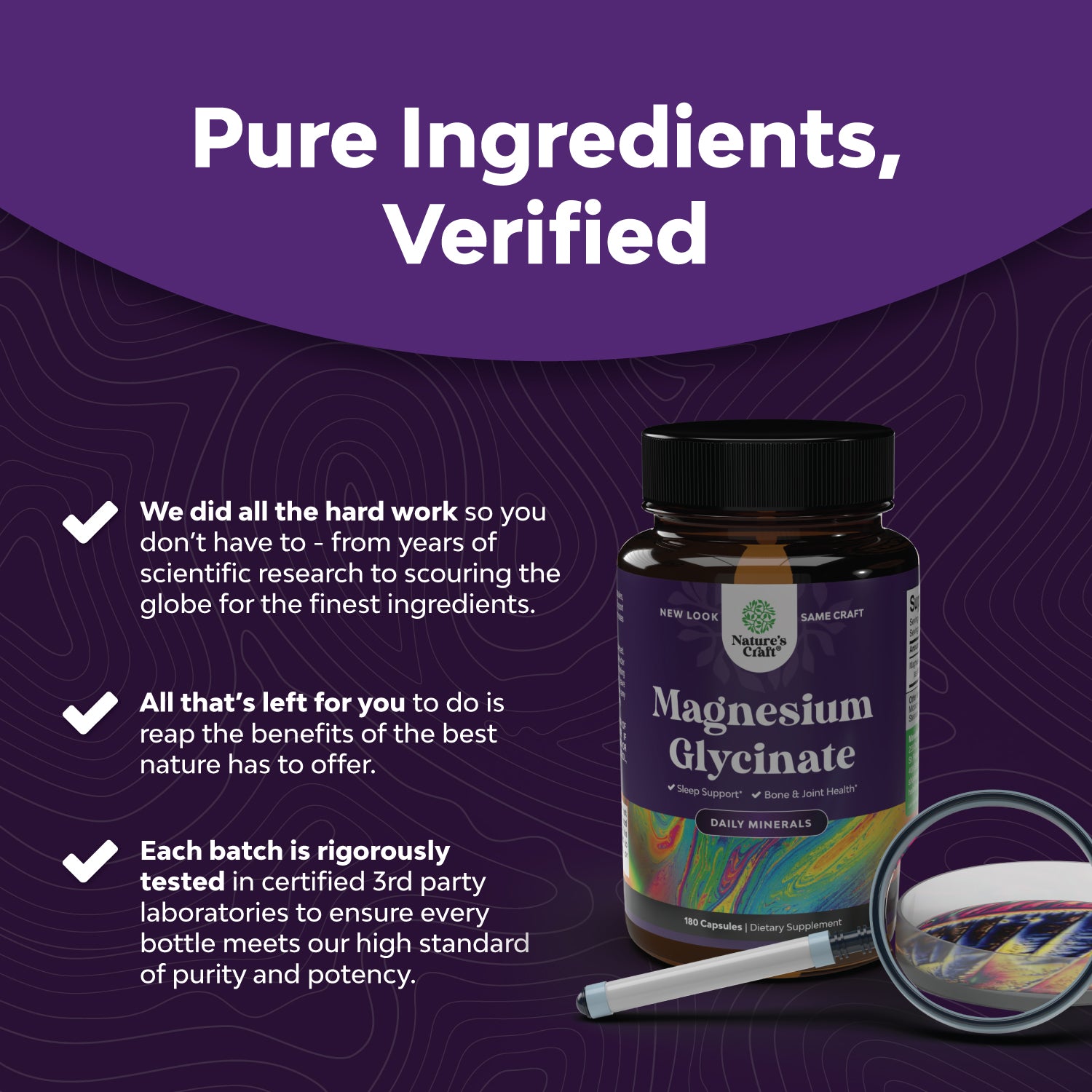 Magnesium Glycinate - 180 Capsules - Nature's Craft