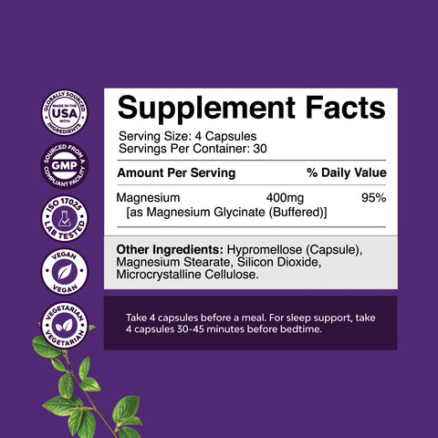 Magnesium Glycinate 400mg per serving