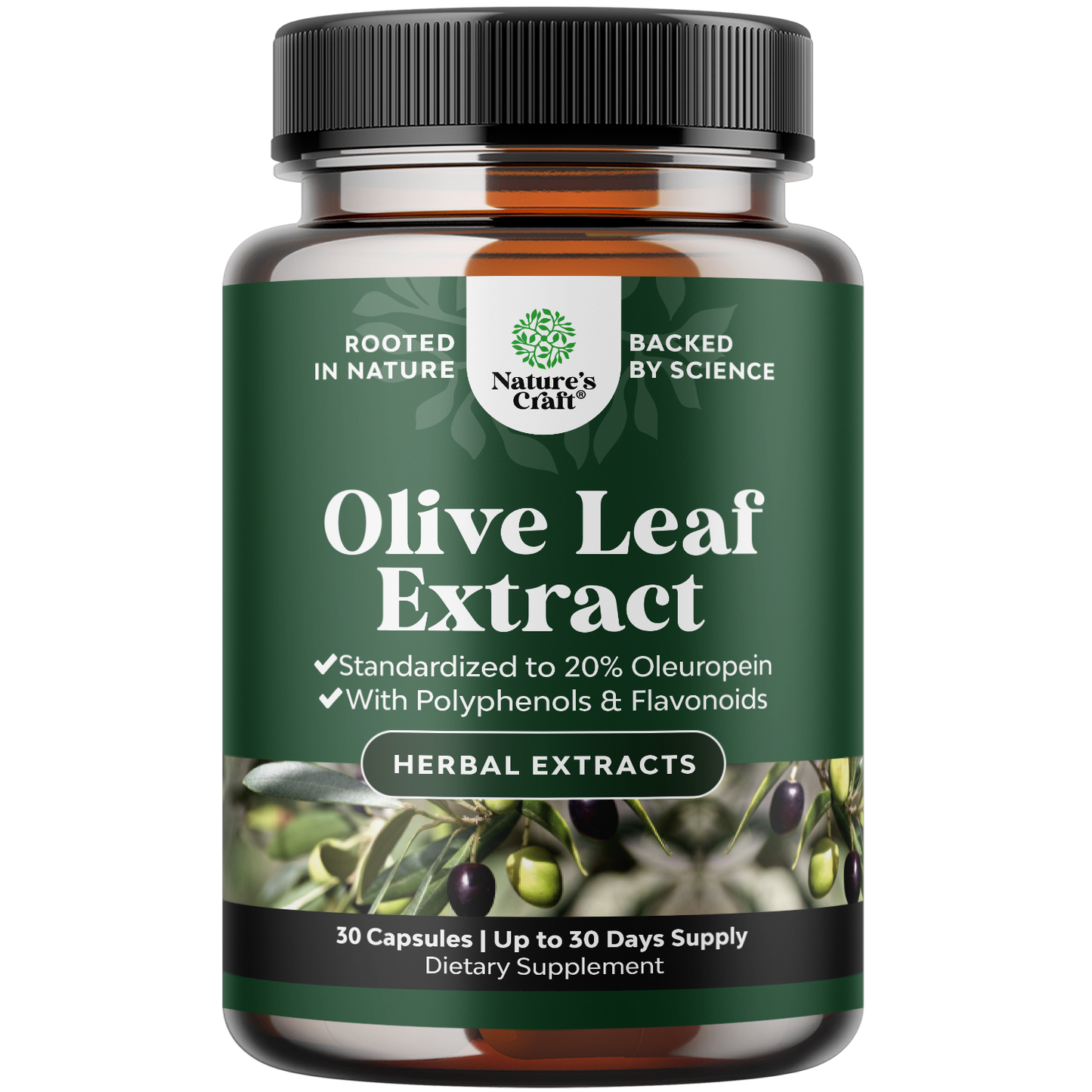 Olive Leaf Extract 750mg per serving - 30 Capsules