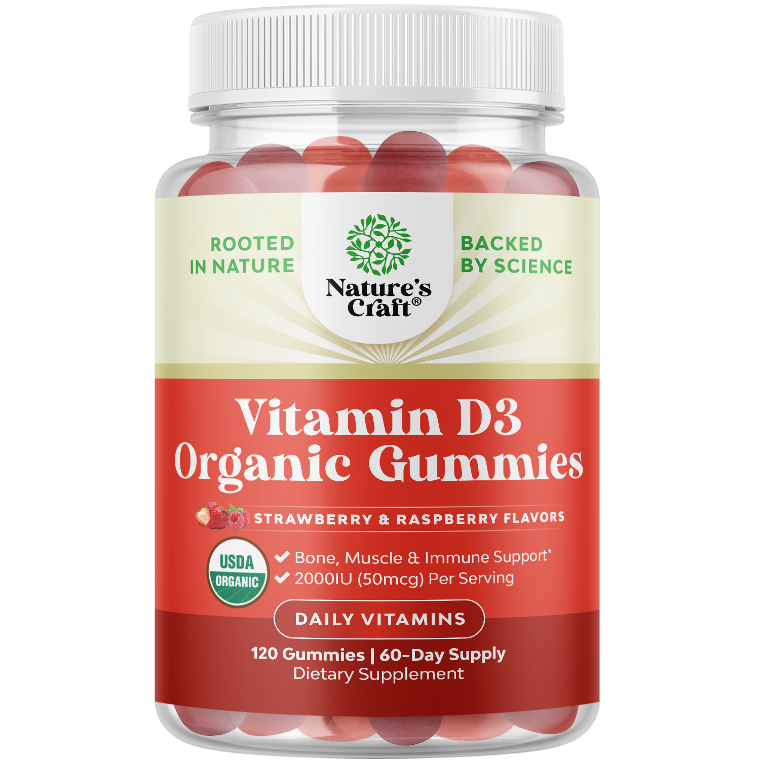Vitamin D3 Organic Gummies 2000IU per serving - 120 Gummies