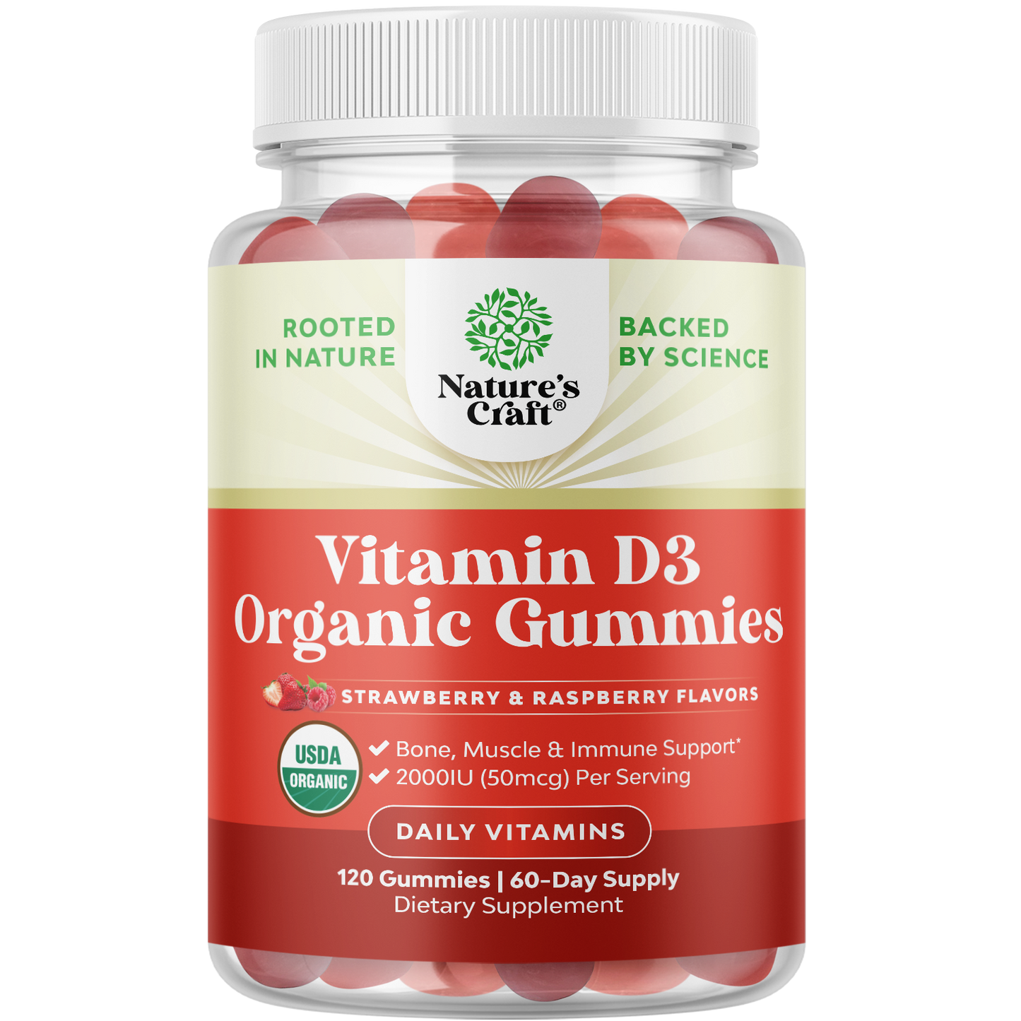 Vitamin D3 Organic Gummies 2000IU per serving - 120 Gummies