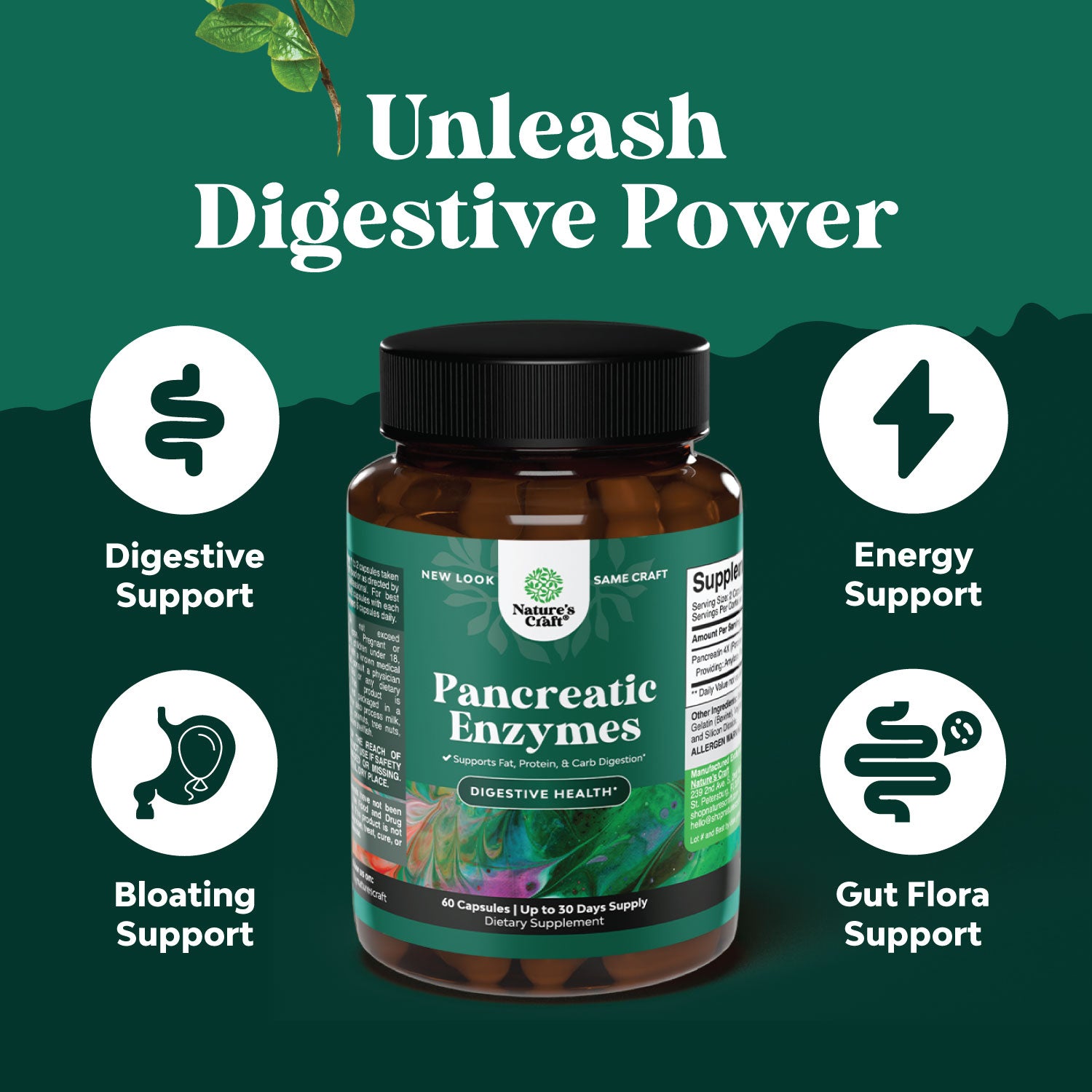 Pancreatic Enzymes - 60 Capsules - Nature's Craft