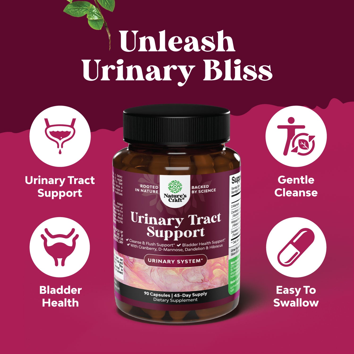 Urinary Tract Support 1000mg per serving - 90 Capsules