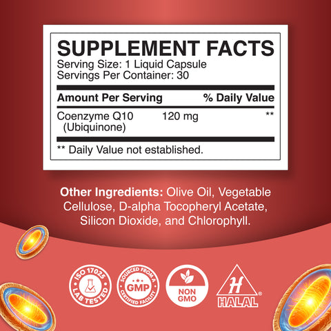 CoQ10 120mg Ubiquinone Liquid Capsules