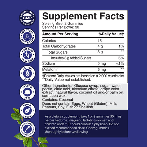 Melatonin Gummies 5mg per serving