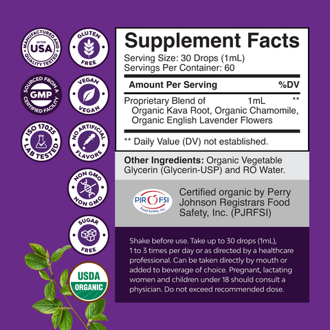 Organic Kava Kava Complex - 1ml per serving