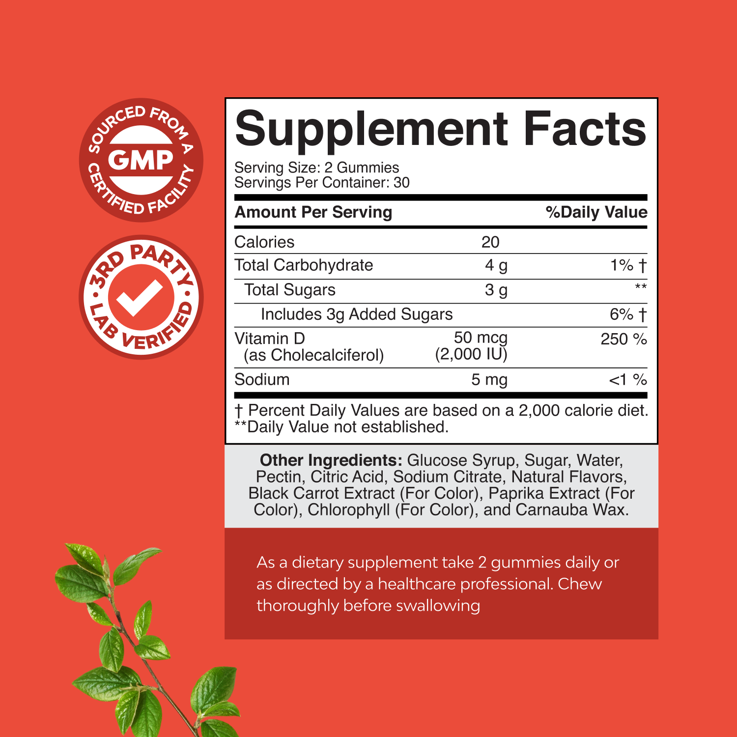Vitamin D3 Gummies 2000IU per serving