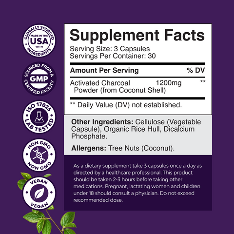 Activated Charcoal  1200mg per serving