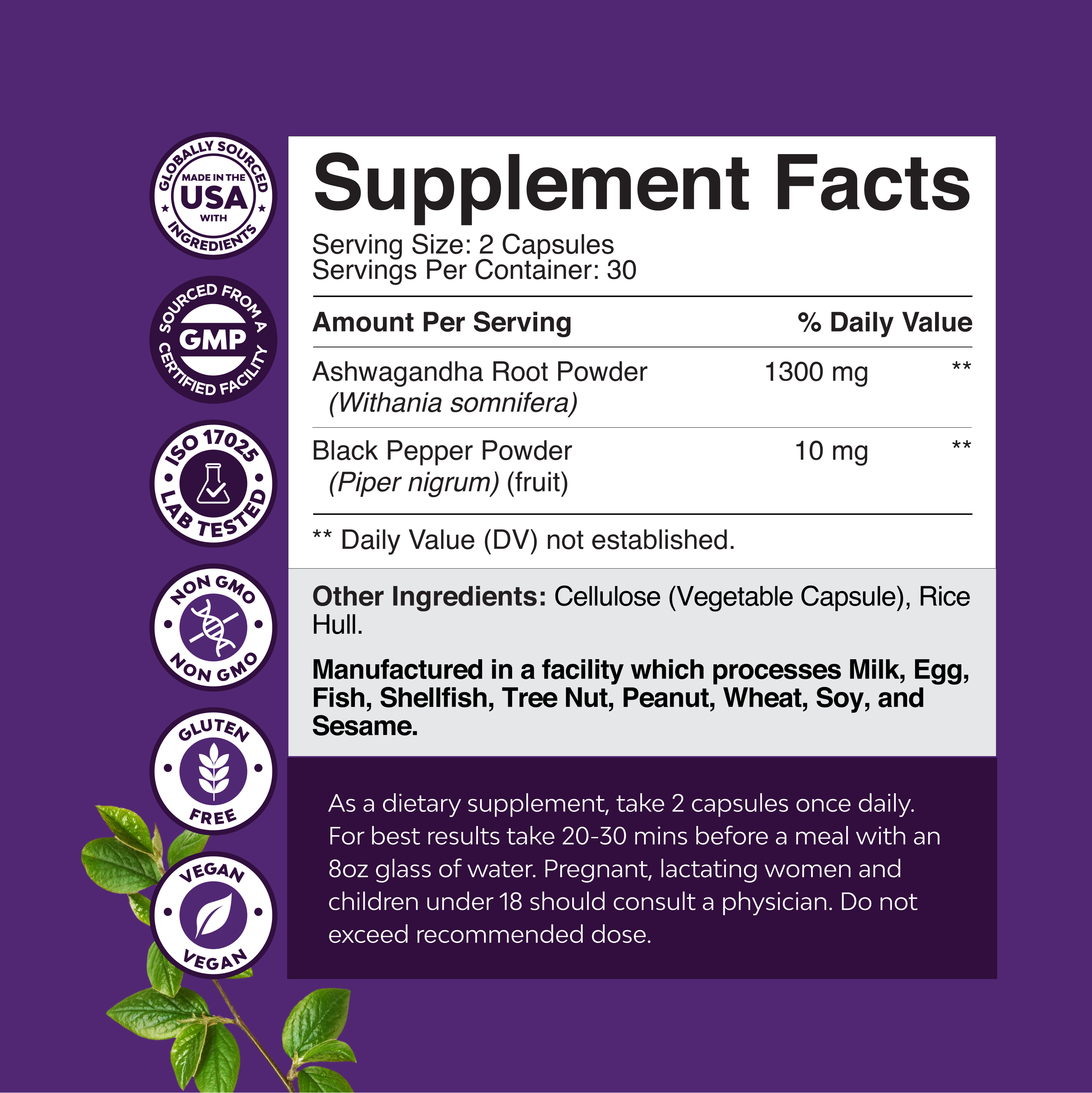 Ashwagandha 1300mg per serving