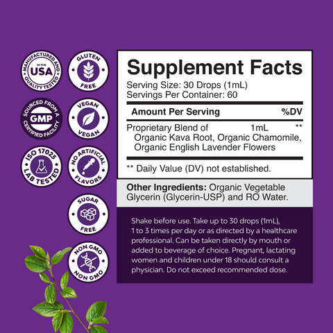 Kava Kava Complex - 100% Organic  1ml per serving