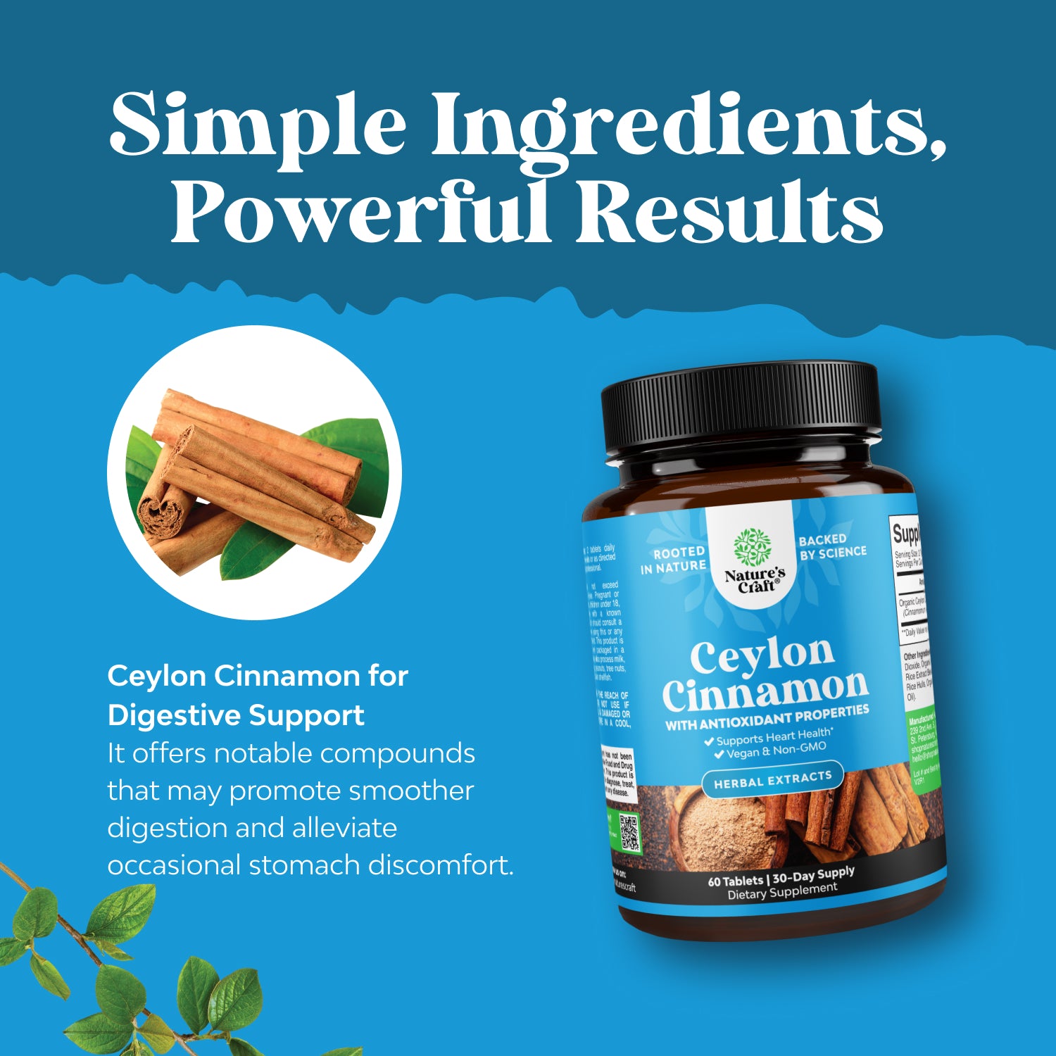 Organic Ceylon Cinnamon 1000mg per serving