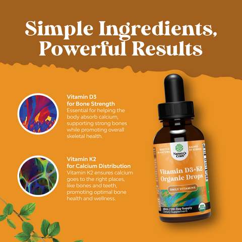 Organic Vitamin D3 + K2 Drops 2000IU per serving
