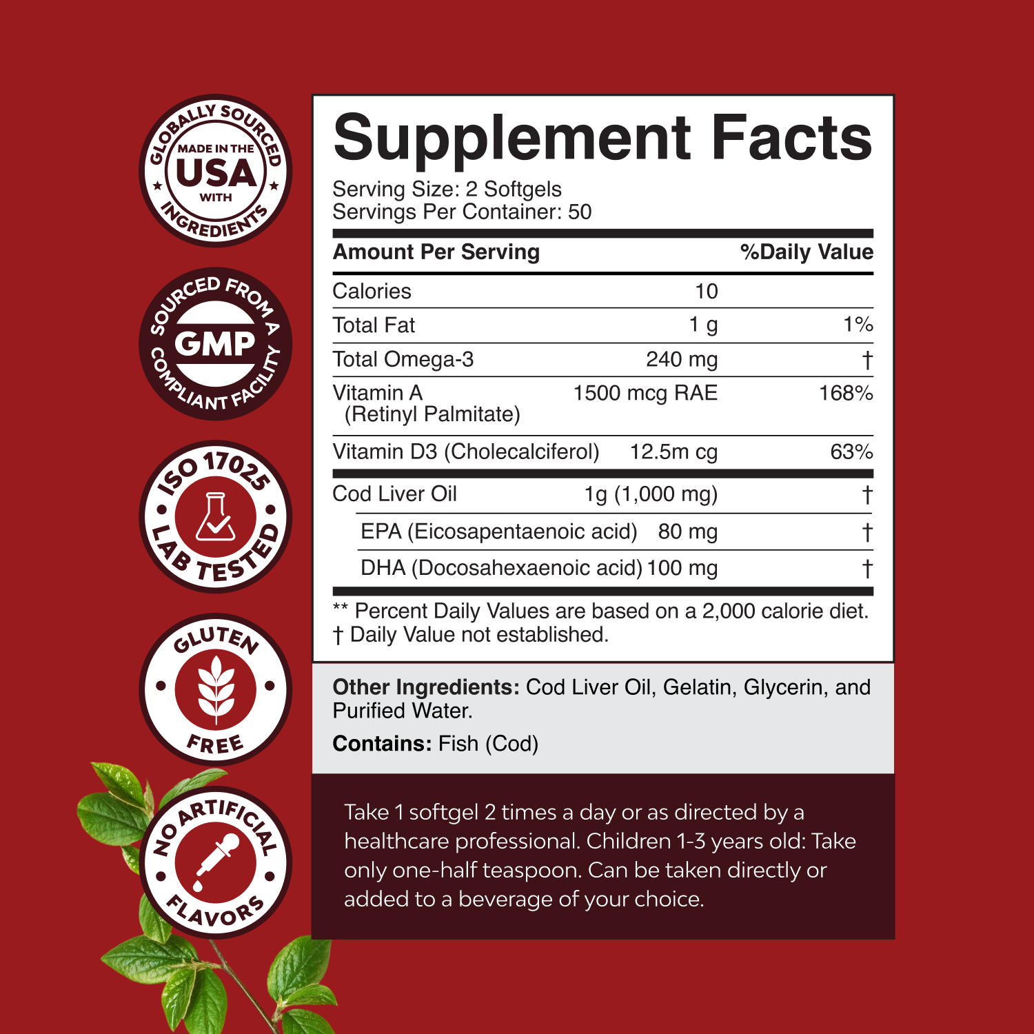 Cod Liver Oil 1000mg per serving