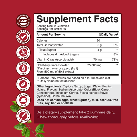 Cranberry Gummies 500mg per serving