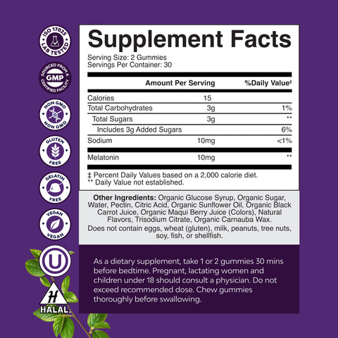 Melatonin Gummies 10mg per serving