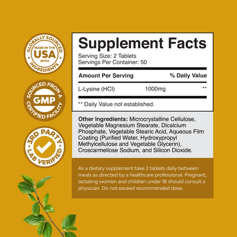 L-Lysine 1000mg per serving