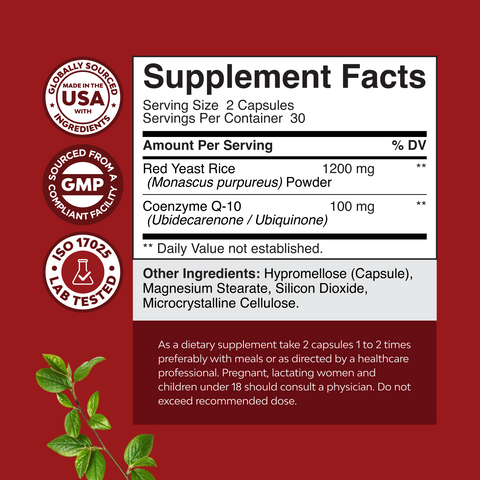 Red Yeast Rice + CoQ10 1200mg per serving