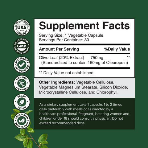 Olive Leaf Extract 750mg per serving