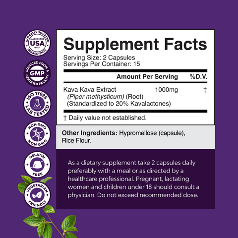 Kava Kava 1000mg per serving