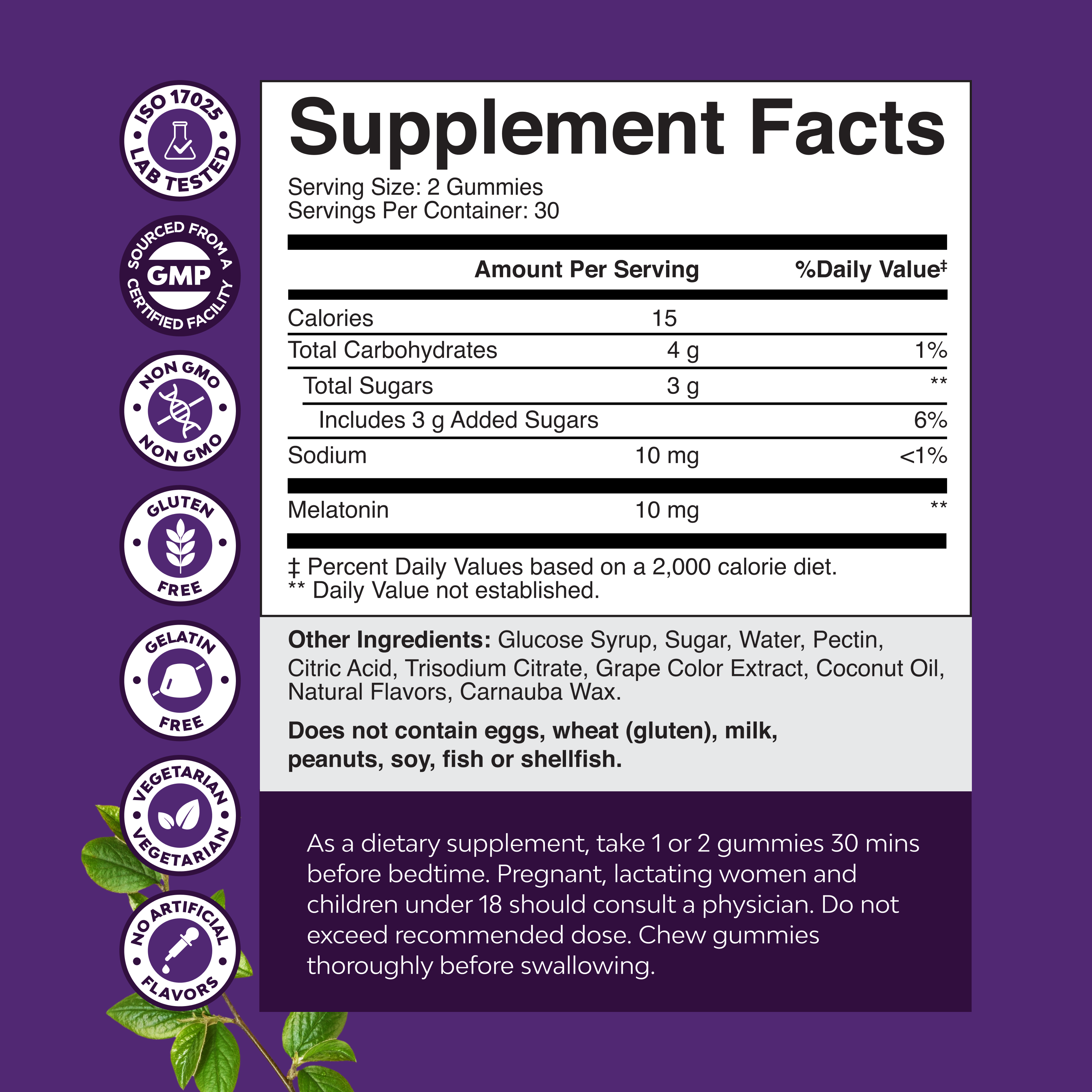 Melatonin Gummies 10mg per serving
